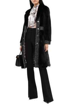 Женская шуба из меха норки с поясом DOLCE & GABBANA черного цвета, арт. I0A30W/FUPLH | Фото 2 (Женское Кросс-КТ: Мех; Рукава: Длинные; Материал внешний: Натуральный мех; Длина (верхняя одежда): До колена; Материал сплава: Проставлено, Проверено; Стили: Классический; Материал подклада: Синтетический материал; Статус проверки: Проверено, Проверена категория; Драгоценные камни: Проставлено)