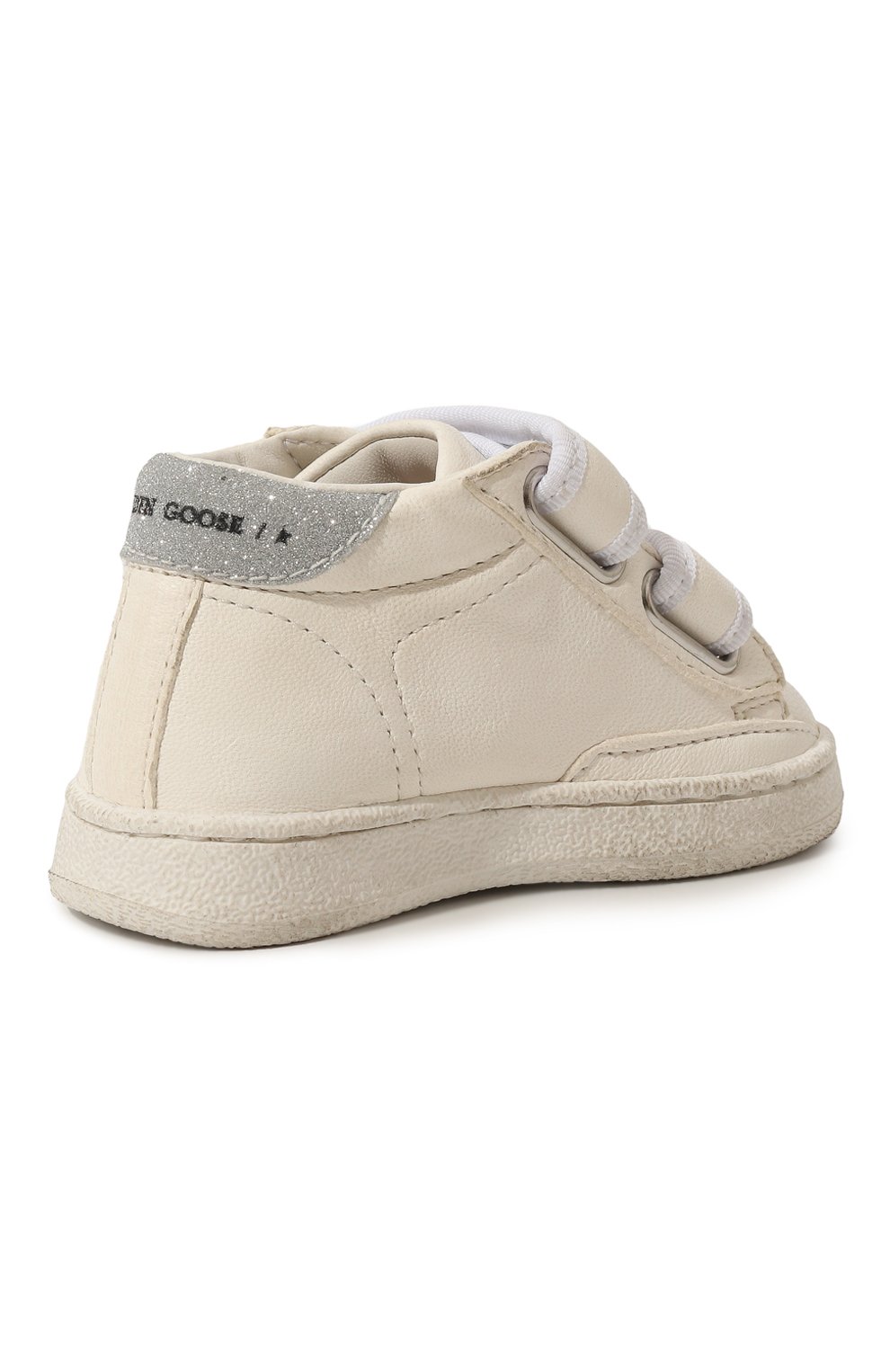 Детские кожаные кеды may GOLDEN GOOSE DELUXE BRAND белого цвета, арт. GJF00386.F003323 | Фото 3 (Девочки Кросс-КТ: Обувь-низкие; Материал внутренний: Натуральная кожа; Материал сплава: Проставлено; Нос: Не проставлено)