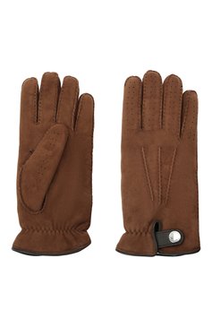 Мужские замшевые перчатки BRUNELLO CUCINELLI коричневого цвета, арт. MPMS93608 | Фото 2 (Материал: Замша, Натуральная кожа; Кросс-КТ: Пуховик; Мужское Кросс-КТ: Кожа и замша)
