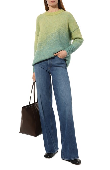 Женские джинсы PAIGE синего цвета, арт. 8170B61-6640 | Фото 2 (Длина (брюки, джинсы): Удлиненные; Материал внешний: Хлопок; Материал сплава: Проставлено; Драгоценные камни: Проставлено)