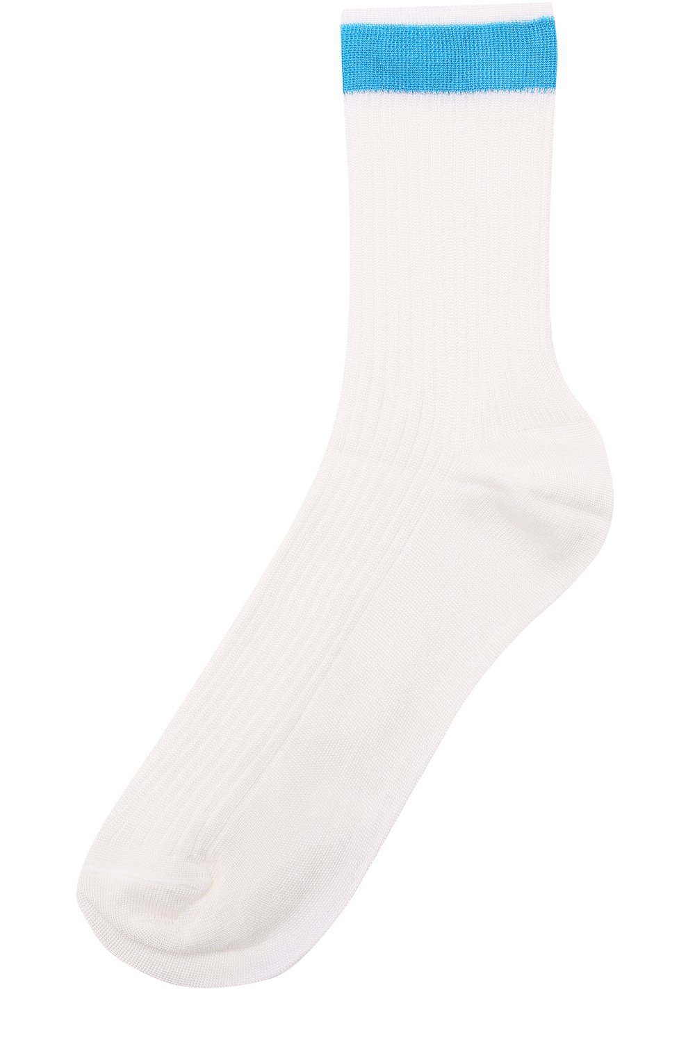 Женские шелковые носки с контрастной отделкой VALENTINO голубого цвета, арт. PB3KI01D/3TD | Фото 1 (Материал внешний: Шелк, Синтетический материал)