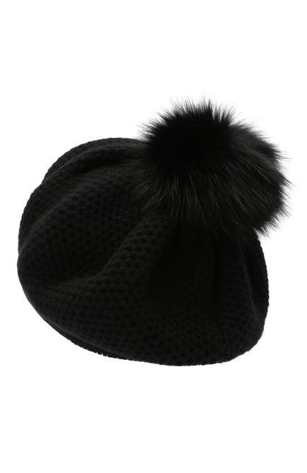 Женская кашемировая шапка INVERNI черного цвета, арт. 4732CMG1 | Фото 2 (Материал: Шерсть, Кашемир, Текстиль)