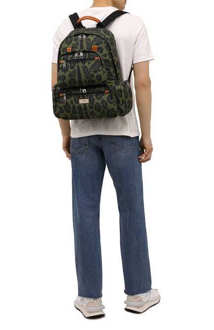 Мужской текстильный рюкзак DOLCE & GABBANA зеленого цвета, арт. BM1997/A0885 | Фото 2 (Материал: Текстиль; Размер: large; Стили: Кэжуэл)