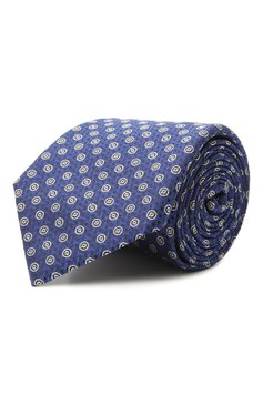 Мужской шелковый галстук CANALI темно-синего цвета, арт. 18/HJ03134 | Фото 1 (Принт: С принтом; Материал: Текстиль, Шелк)