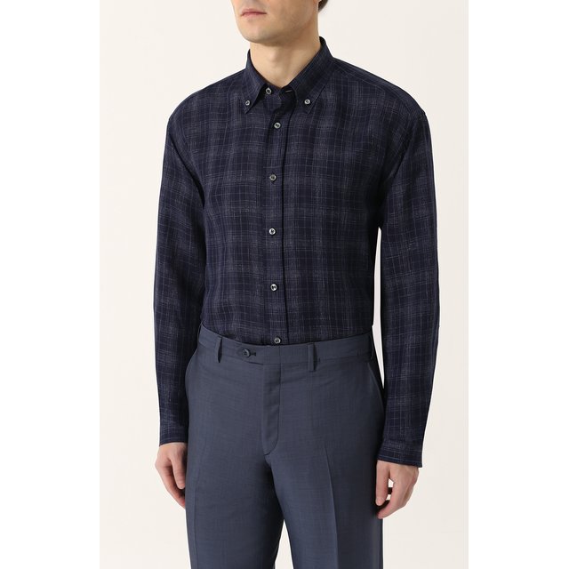 фото Хлопковая рубашка с воротником button down brioni