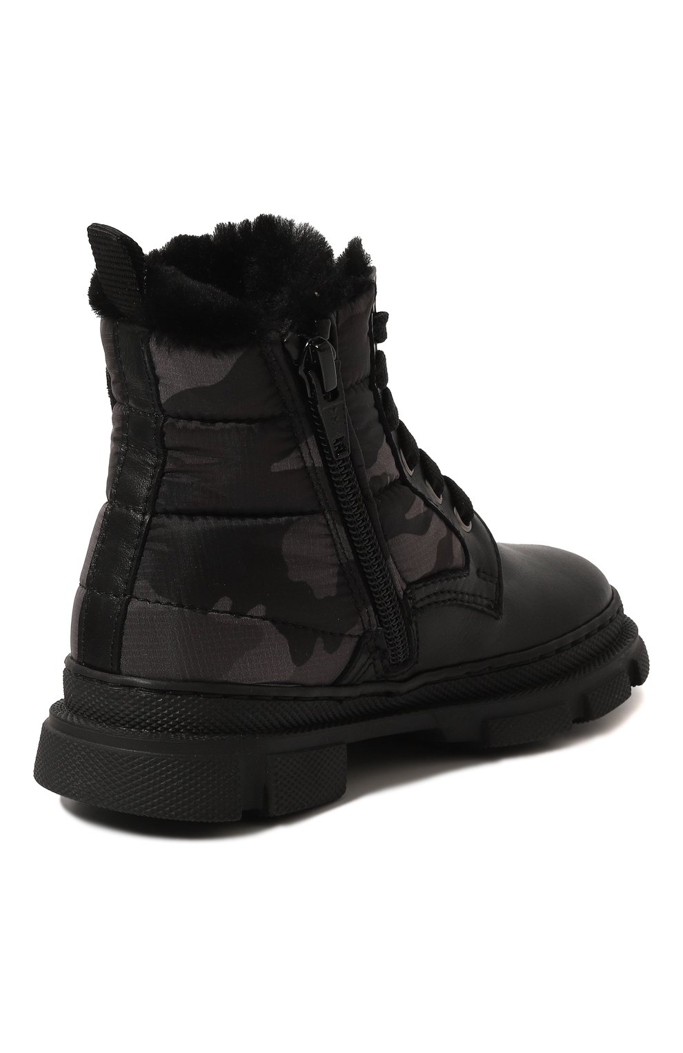 Детские кожаные ботинки MISSOURI черного цвета, арт. 4929/20-26 | Фото 3 (Материал внешний: Текстиль; Материал утеплителя: Натуральный мех)