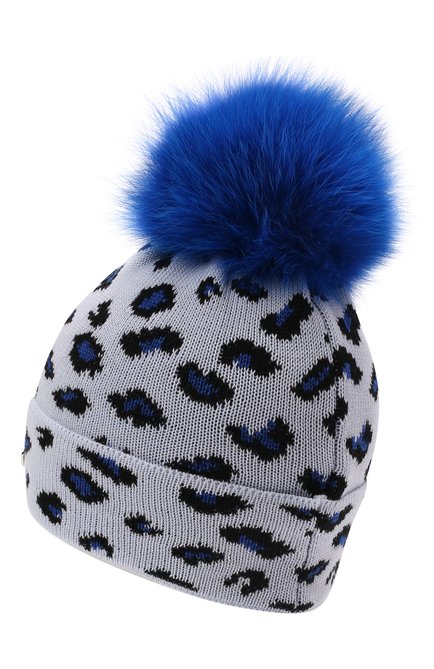 Детского шерстяная шапка с мехом IL TRENINO синего цвета, арт. 21 5800 | Фото 2 (Материал: Шерсть, Текстиль)