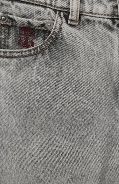 Детские джинсы BRUNELLO CUCINELLI светло-серого цвета, арт. BA095D300B | Фото 3 (Детали: Однотонный; Материал сплава: Проставлено; Нос: Не проставлено; Материал внешний: Хлопок)