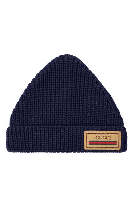 Детского хлопковая шапка GUCCI темно-синего цвета, арт. 680244/3K111 | Фото 1 (Материал: Текстиль, Хлопок)
