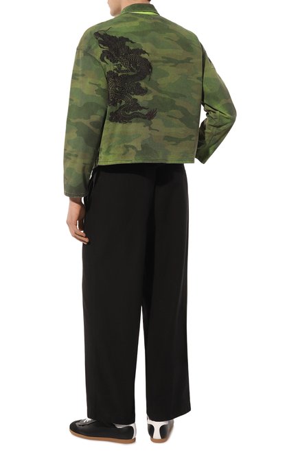 Мужская джинсовая куртка NOTSONORMAL зеленого цвета, арт. NWSCE23-N009-A1 | Фото 2 (Рукава: Длинные; Драгоценные камни: Проставлено; Длина (верхняя одежда): Короткие; Материал внешний: Хлопок; Материал сплава: Проставлено)