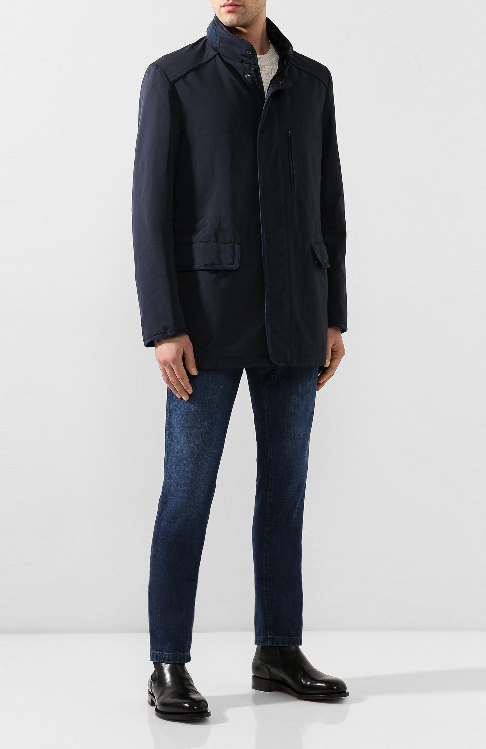 Мужская куртка BRIONI темно-синего цвета, арт. SFND0L/P8805 | Фото 2 (Кросс-КТ: Куртк�а; Рукава: Длинные; Длина (верхняя одежда): До середины бедра; Материал внешний: Синтетический материал, Полиэстер; Региональные ограничения белый список (Axapta Mercury): RU; Мужское Кросс-КТ: утепленные куртки, Верхняя одежда; Материал сплава: Проставлено; Драгоценные камни: Проставлено; Материал подклада: Хлопок)