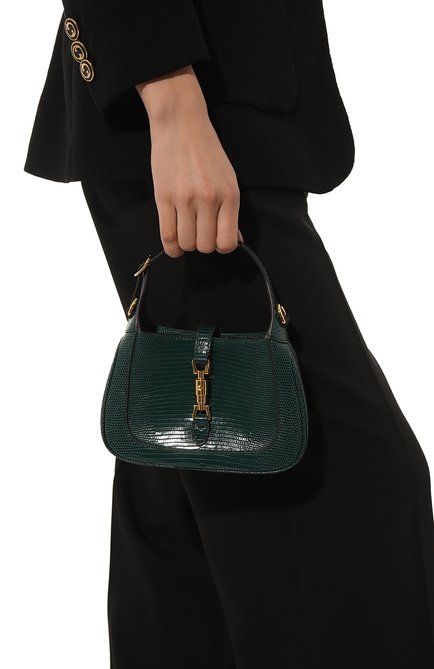 Женская сумка jackie 1961 GUCCI зеленого цвета, арт. 675799 LUZ0G | Фото 2 (Материал: Экзотическая кожа; Размер: mini)