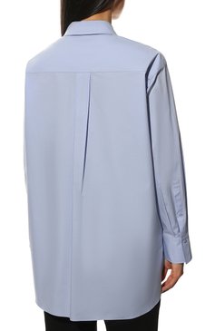 Женская хлопковая рубашка DOROTHEE SCHUMACHER голубого цвета, арт. 048201/P0PLIN P0WER | Фото 4 (Рукава: Длинные; Принт: Без принта; Женское Кросс-КТ: Рубашка-одежда; Длина (для топов): Удлиненные; Материал внешний: Хлопок; Стили: Классический, Кэжуэл)