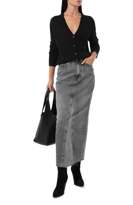Женская джинсовая юбка 3X1 серого цвета, арт. 31-WS2003-DR0134/BR0NX | Фото 2 (Материал сплава: Проставлено; Драгоценные камни: Проставлено; Длина Ж (юбки, платья, шорты): Макси; Материал внешний: Хлопок)