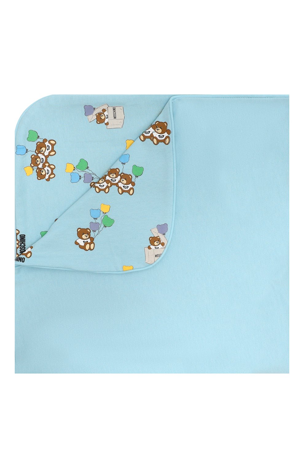 Детс кого хлопковое одеяло MOSCHINO голубого цвета, арт. MXB005/LCB38 | Фото 1 (Материал: Текстиль, Хлопок; Материал сплава: Проставлено; Нос: Не проставлено)