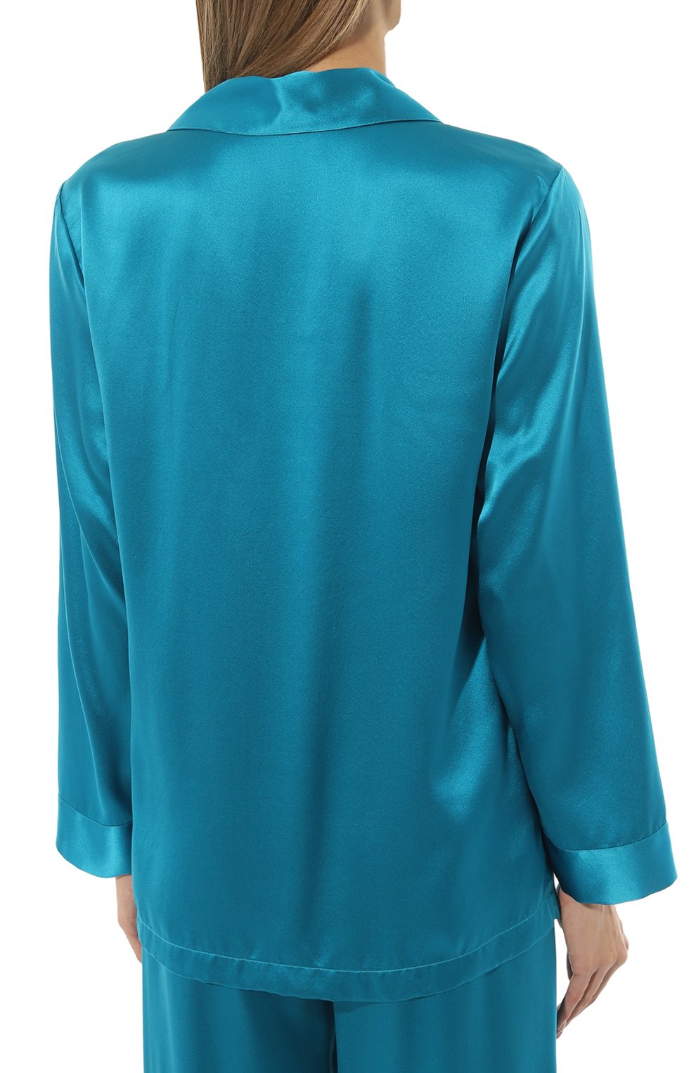 Женская шелковая пижама LUNA DI SETA бирюзового цве та, арт. VLST08007 | Фото 4 (Материал внешний: Шелк; Материал сплава: Проставлено; Нос: Не проставлено)