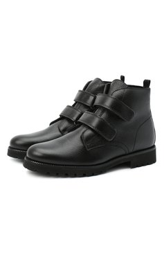 Детские кожаные ботинки BEBERLIS черного цвета, арт. 21550/39-40 | Фото 1 (Материал утеплителя: Натуральный мех)