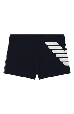 Детские плавки-шорты EMPORIO ARMANI темно-синего цвета, арт. 408502/9P201 | Фото 2 (Кросс-КТ: Пляж; Материал внешний: Синтетический материал; Принт: С принтом; Статус проверки: Проверено)