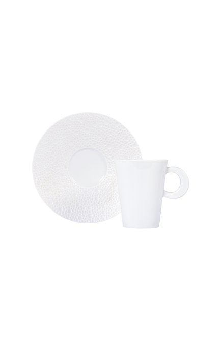 Кофейная чашка с блюдцем ecume white BERNARDAUD белого цвета, арт. 0733/20451 | Фото 1 (Статус проверки: Проверена категория; Интерьер_коллекция: Ecume white; Ограничения доставки: fragile-2)