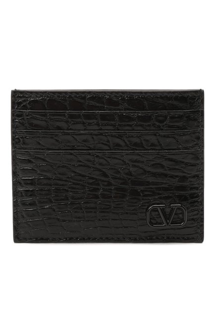 Мужской футляр для кредитных карт из кожи аллигатора VALENTINO черного цвета, арт. XY2P0S49/FTN/AMIS | Фото 1 (Материал: Экзотическая кожа)