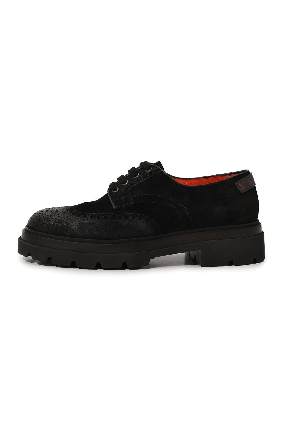 Мужские замшевые дерби SANTONI черного цвета, арт. MGMG17800JK4BWAX | Фото 4 (Мужское Кросс-КТ: Броги-обувь; Материал внутренний: Натуральная кожа; Материал сплава: Проставлено; Нос: Не проставлено; Стили: Классический; Материал внешний: Замша)