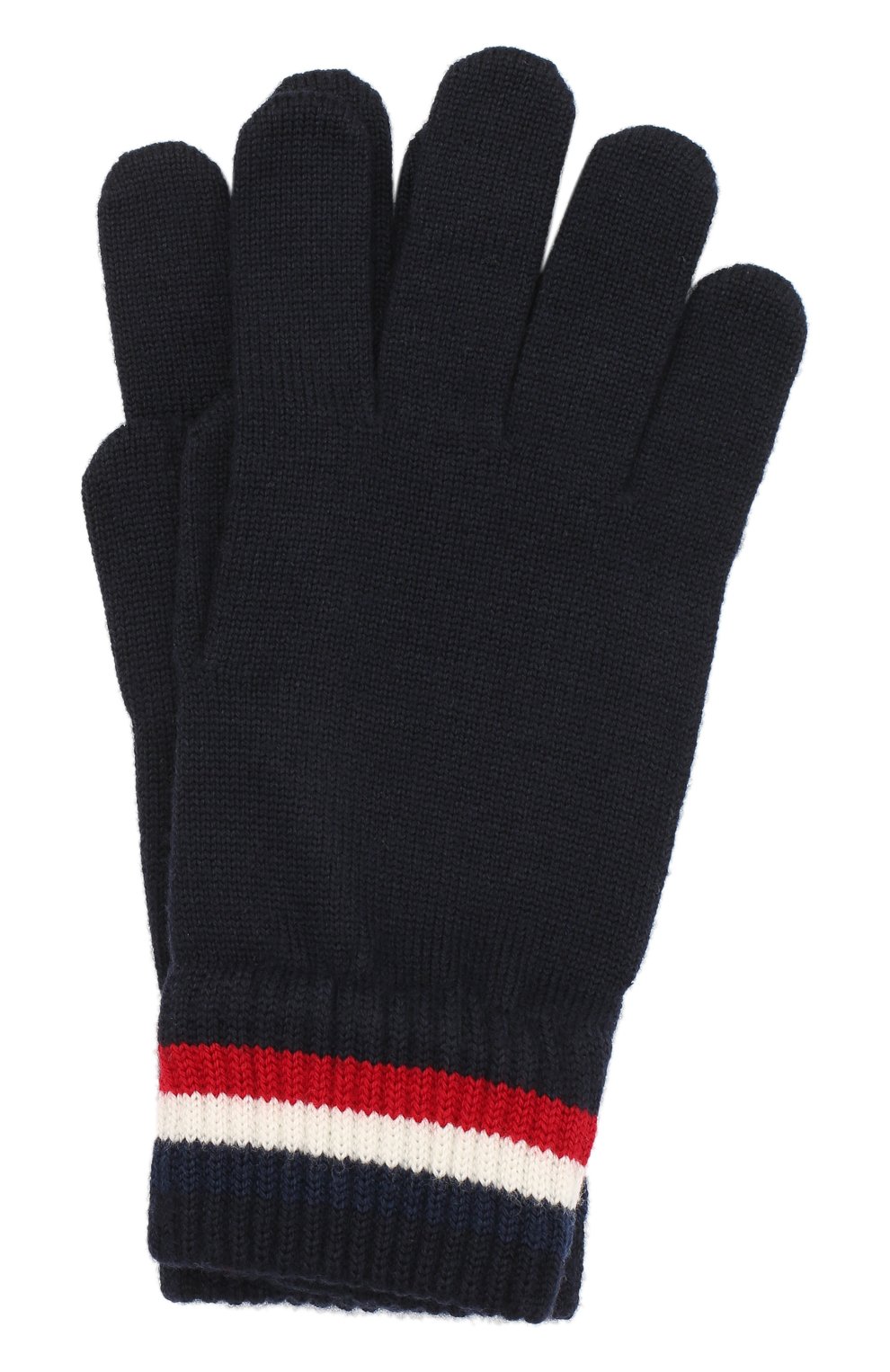 Мужские шерстяные перчатки MONCLER темно-синего цвета, арт. F2-091-3A701-00-A9575 | Фото 1 (Материал: Текстиль, Шерсть; Кросс-КТ: Трикотаж)