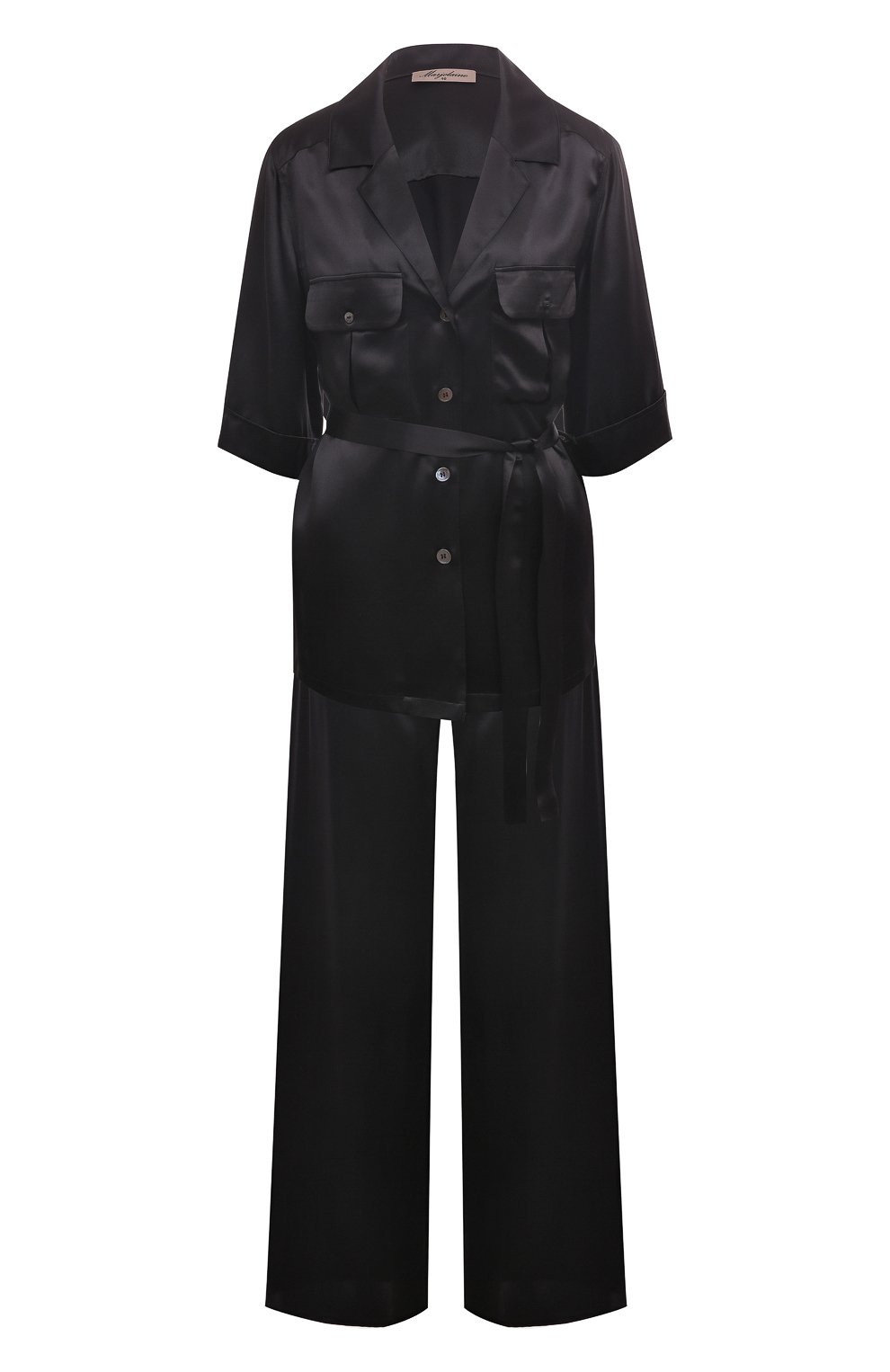 Женская шелковая пижама MARJOLAINE черного цвета, арт. 3SOI5536 | Фото 1 (Материал внешний: Шелк)