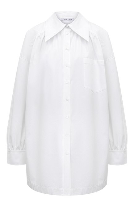 Женская хлопковая блузка DICE KAYEK белого цвета, арт. R24C623 | Фото 1 (Материал внешний: Хлопок; Длина (для топов): �Удлиненные; Рукава: Длинные; Материал сплава: Проставлено; Драгоценные камни: Проставлено)
