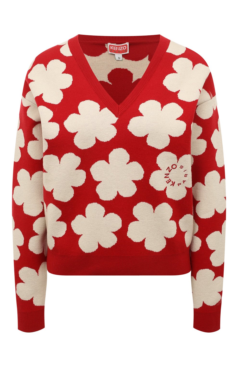 Пуловер из шерсти и хлопка Kenzo FC62PU3263CO/21, цвет красный, размер 46