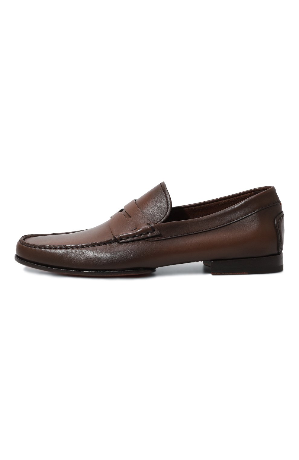Мужские кожаные пенни-лоферы SANTONI темно-коричневого цвета, арт. MCPG17600LA4SGFRU59 | Фото 4 (Материал внутренний: Натуральная кожа; Материал сплава: Проставлено; Нос: Не проставлено; Стили: Кэжуэл)