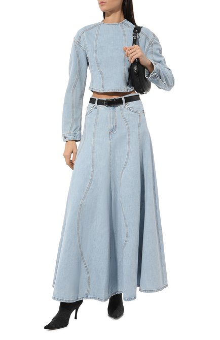 Женская джинсовая юбка HAIKURE голубого цвета, арт. HEW08077DF095L0815 | Фото 2 (Ма териал внешний: Хлопок; Драгоценные камни: Проставлено; Материал сплава: Проставлено; Длина Ж (юбки, платья, шорты): Макси)