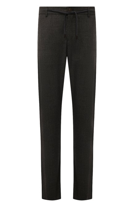 Мужские шерстяные брюки CANALI темно-коричневого цвета, арт. V1659/AR03474 | Фото 1 (Драгоценные камни: Проставлено; Длина (брюки, джинсы): Стандартные; Материал внешний: Шерсть; Материал сплава: Проставлено)