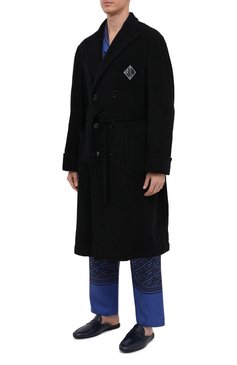 Мужской хлопковый халат RALPH LAUREN черного цвета, арт. 798845849 | Фото 3 (Рукава: Длинные; Кросс-КТ: домашняя одежда; Материал сплава: Проставлено; Материал внешний: Хлопок; Длина (верхняя одежда): Длинные; Драгоценные камни: Проставлено)