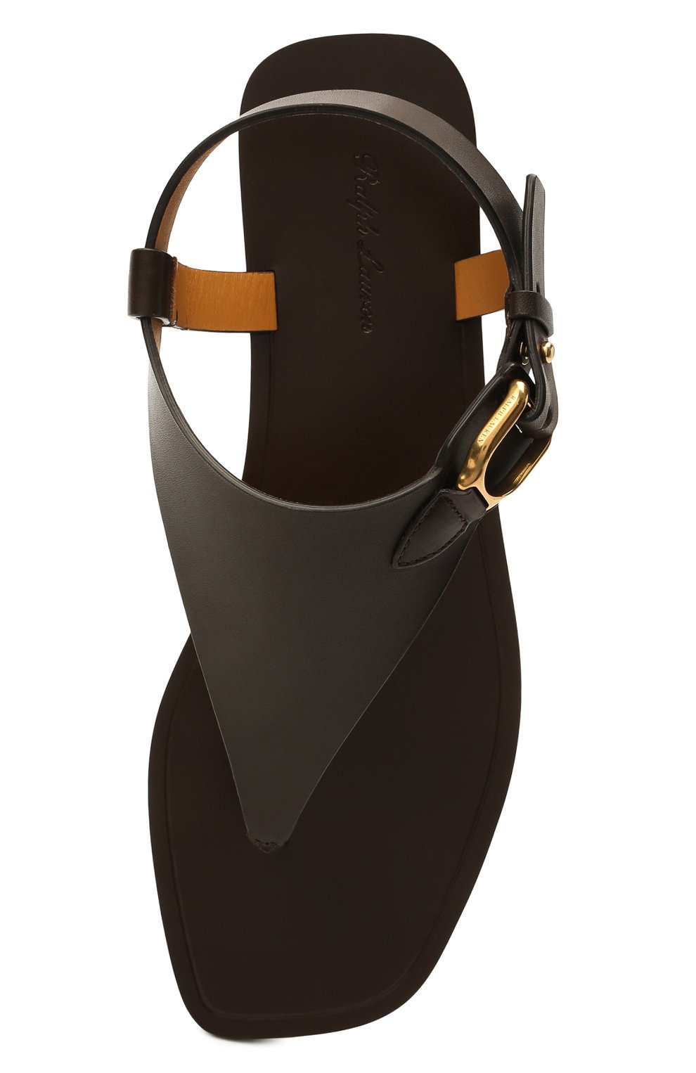 Женские кожаные сандалии delancie RALPH LAUREN темно-коричневого цвета, арт. 800841322 | Фото 5 (Материал внешний: Кожа; Каблук высота: Низкий; Подошва: Плоская)