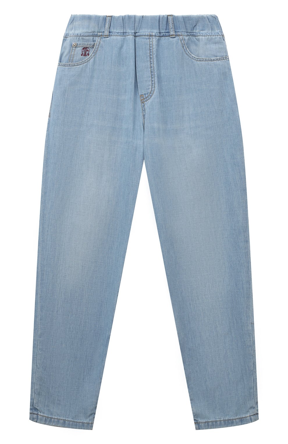 Детские джинсы BRUNELLO CUCINELLI голубого цвета, арт. BE645D306C | Фото 1 (Материал внешний: Хлопок)