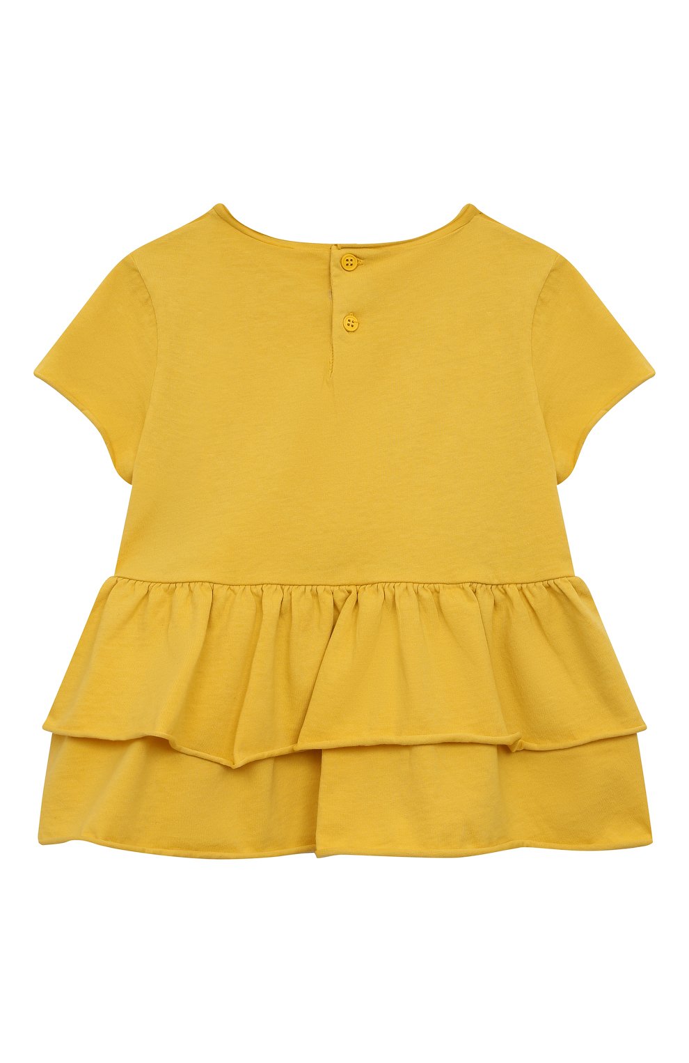 Детская хлопковая футболка IL GUFO желтого цвета, арт. P22TS359M7063/2A-4A | Фото 2 (Девочки Кросс-КТ: футболка-одежда; Рукава: Короткие; Материал сплава: Проставлено; Материал внешний: Хлопок; Драгоценные камни: Проставлено; Ростовка одежда: 18 мес | 86 см, 2 года | 92 см, 3 года | 98 см)