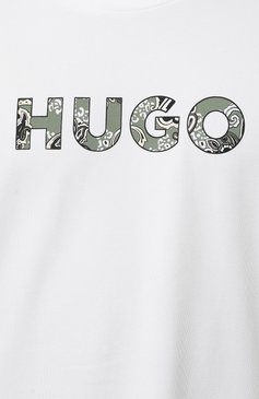 Мужская футболка HUGO белого цвета, арт. 50497033 | Фото 5 (Рукава: Короткие; Материал внешний: Синтетический материал, Хлопок; Длина (для топов): Стандартные; Принт: С принтом; Стили: Кэжуэл)