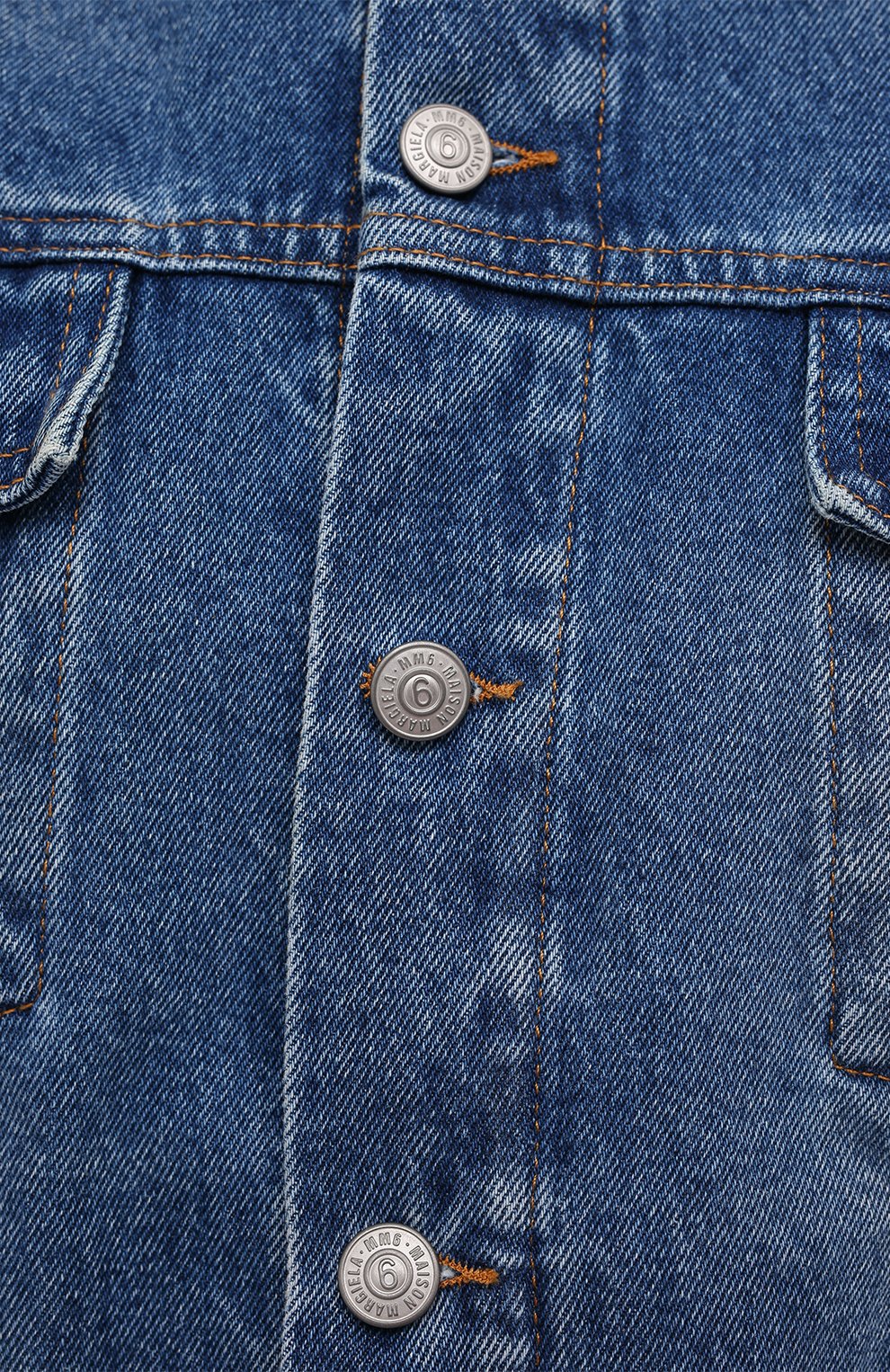 Женская джинсовая куртка MM6 синего цвета, арт. S52AM0162/S30589 | Фото 5 (Кросс-КТ: Куртка, Деним; Рукава: Длинные; Региональные ограничения белый список (Axapta Mercury): RU; Материал внешний: Хлопок; Длина (верхняя одежда): Короткие; Стили: Кэжуэл)