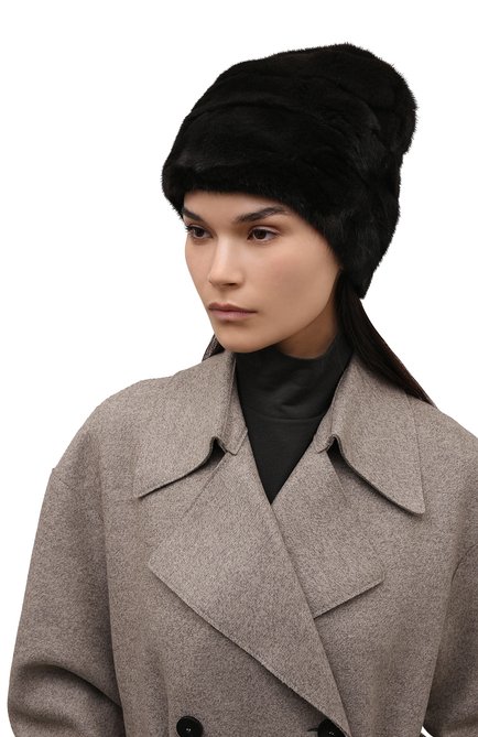 Женская шапка из меха норки FURLAND черного цвета, арт. 0015900110203300000 | Фото 2 (Матери�ал: Натуральный мех)