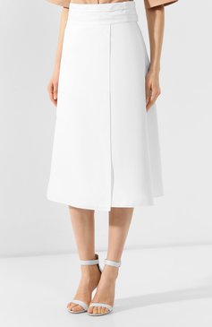 Женская хлопковая юбка JIL SANDER NAVY белого цвета, арт. JNWM3501A/JM2434 | Фото 3 (Женское Кросс-КТ: Юбка-одежда; Материал внешний: Хлопок; Длина Ж (юбки, платья, шорты): Миди; Статус проверки: Проверено, Проверена категория)
