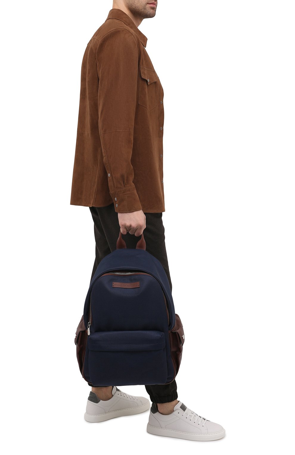 Мужской текстильный рюкзак BRUNELLO CUCINELLI синего цвета, арт. MBLBU243 | Фото 2 (Региональные ограничения белый список (Axapta Mercury): RU; Стили: Классический; Материал: Текстиль; Размер: large)