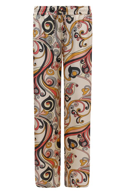 Женские шелковые брюки LA PRESTIC OUISTON разноцветного цвета, арт. SP24WPA27A | Фото 1 (Материал внешний: Шелк; Длина (брюки, джинсы): Стандартные; Материал сплава: Проставлено; Драгоценные камни: Проставлено)