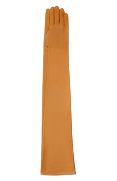 Женские кожаные перчатки SAINT LAURENT светло-коричневого цвета, арт. 639504/3YA26 | Фото 1 (Материал: Натуральная кожа; Длина (верхняя одежда): Длинные)