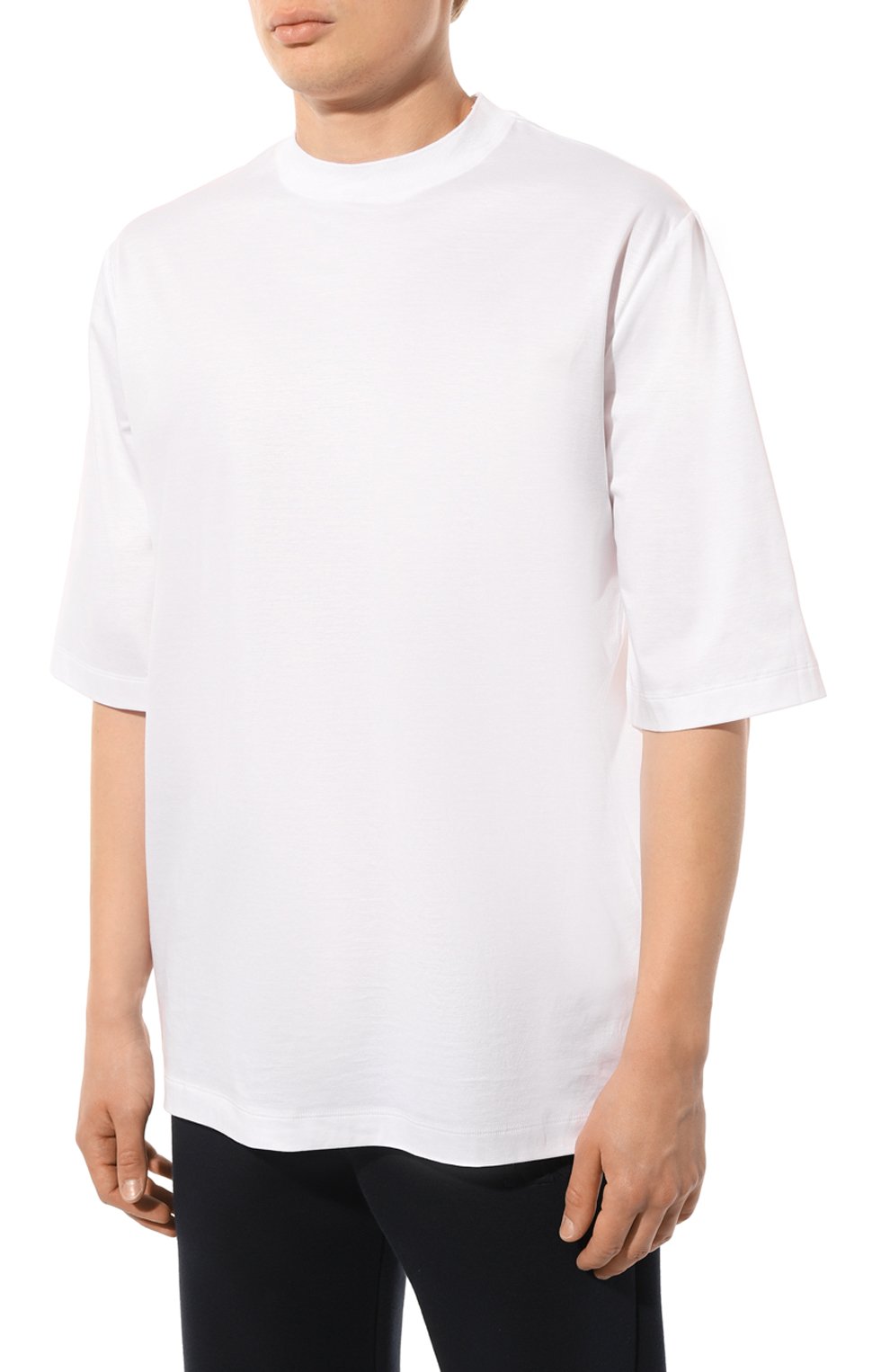 Мужская хлопковая футболка KITON белого цвета, арт. UMC023K06R49 | Фото 3 (Принт: Без принта; Рукава: Короткие; Длина (для топов): Стандартные; Материал сплава: Проставлено; Материал внешний: Хлопок; Драгоценные камни: Проставлено; Стили: Кэжуэл)