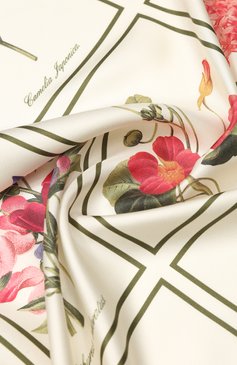 Женский шелковый платок BURBERRY бежево�го цвета, арт. 8027268 | Фото 2 (Материал: Текстиль, Шелк)