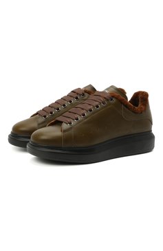 Мужские кожаные кеды oversized ALEXANDER MCQUEEN хаки цвета, арт. 604228/WHXE2 | Фото 1 (Материал внешний: Кожа; Материал утеплителя: Натуральный мех; Стили: Классический; Подошва: Массивная; Длина стельки: 26,0, 26,3, 26,6, 27,0, 27,3, 27,6, 28,0, 28,3, 28,7, 29,0, 29,3, 30,0, 30,7)