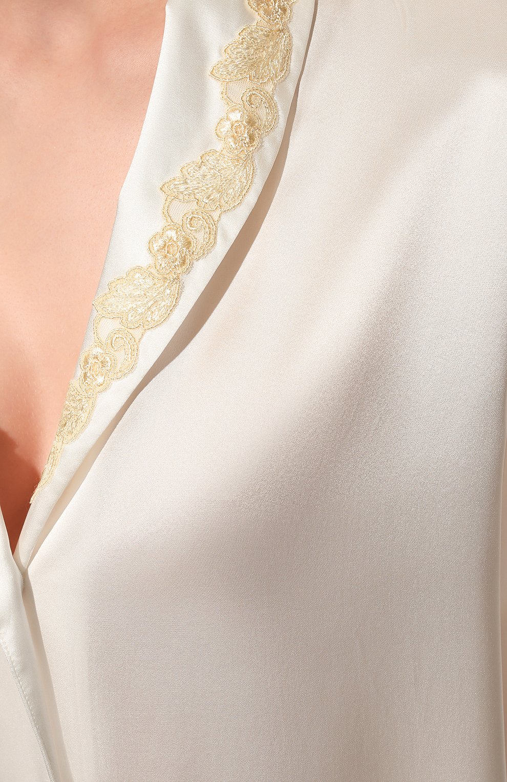 Женская шелковая пижама LA PERLA белого цвета, арт. 0051240 | Фото 7 (Материал внешний: Шелк)