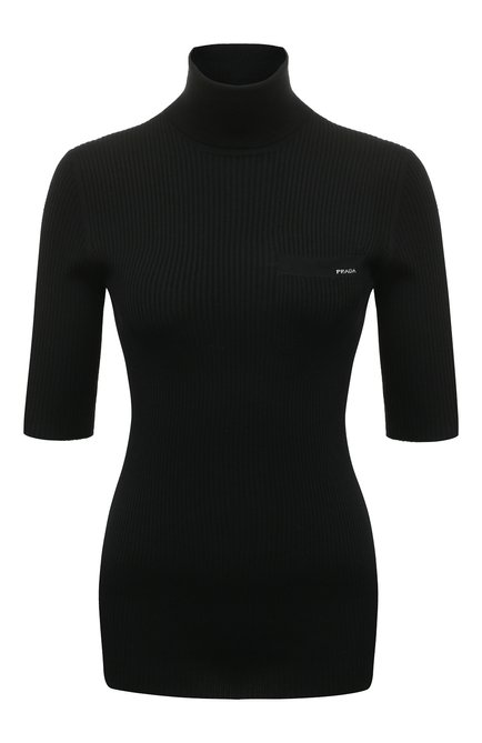 Женский пуловер из шерсти и шелка PRADA черного цвета по цене 115000 руб., арт. P26380-1XA3-F0002-202 | Фото 1