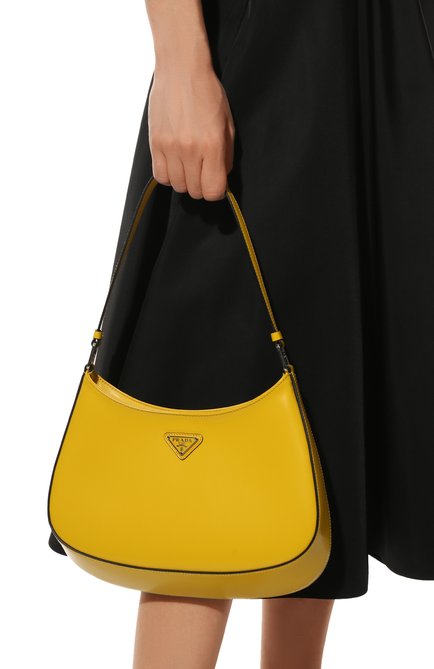 Женская сумка cleo PRADA желтого цвета, арт. 1BC499-ZO6-F0PG8-OOO | Фото 2 (Размер: medium; Материал: Натуральная кожа; Сумки-технические: Сумки top-handle)