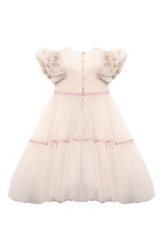 Детское платье DESIGNERS CAT кремвого цвета, арт. 100000K01000974/4A-8A | Фото 2 (Рукава: Короткие; Материал внешний: Синтетический материал; Девочки Кросс-КТ: Платье-одежда; Материал подклада: Хлопок; Ростовка одежда: 4 года | 104 см, 6 лет | 116 см, 8 лет | 128 см)